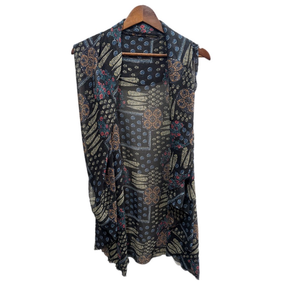 Unbranded‎ Sheer Open Front Cardigan Womens OS Mixed Print Excellent Boho Layer